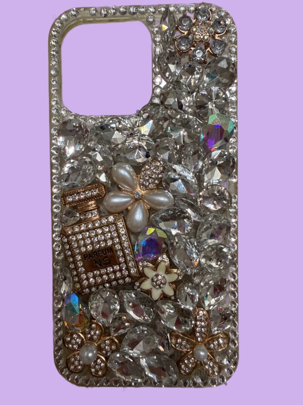 iPhone 14 Pro Max Rhinestone Crystal Bling Phone Case - Silver